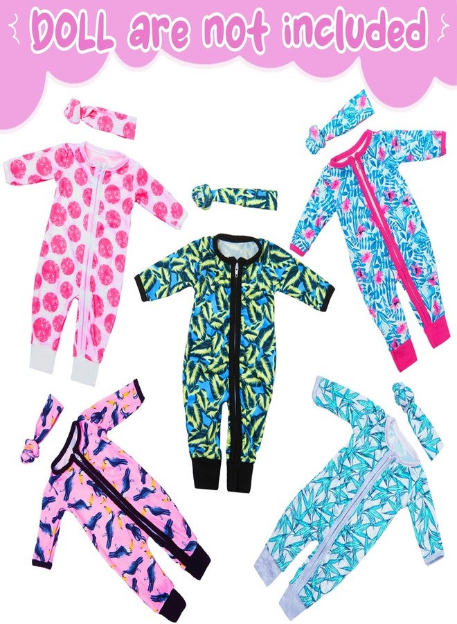 UNICORN ELEMENT 5 Sets 14-18 Inch Baby Doll Clothes Outfits Casual Wear for 17 Inch Baby Doll 10 Pcs Clothes and Headbands for 15-18 Inch - Image 2